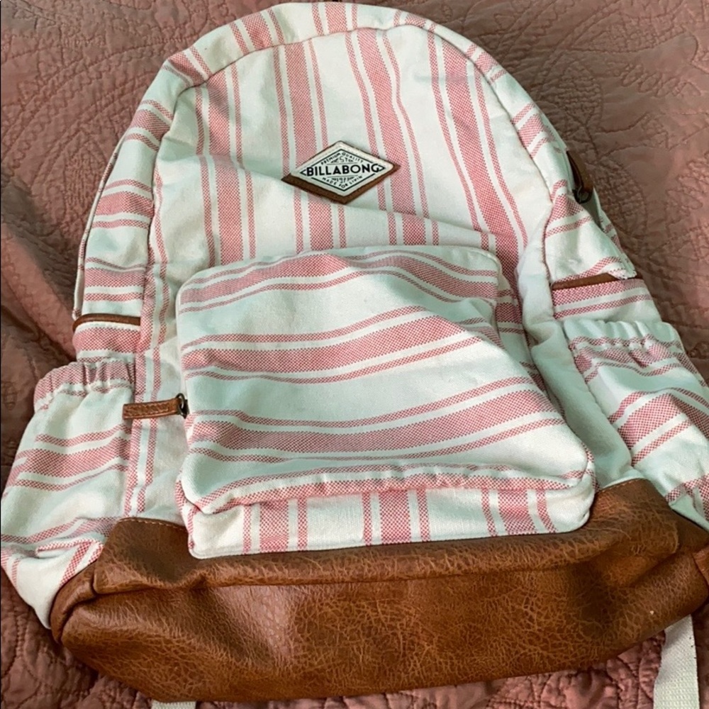Billabong Pink and White Striped Backback